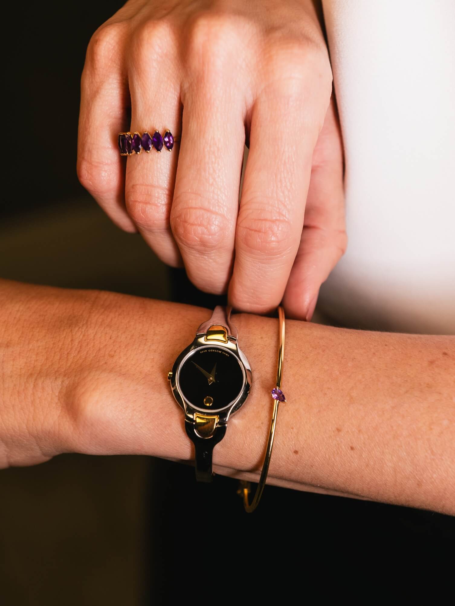Bracelete Rígido com Ametista