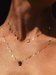 Colar Gotinhas com Pedra Preciosa em Ouro 18k da B Gold Joias