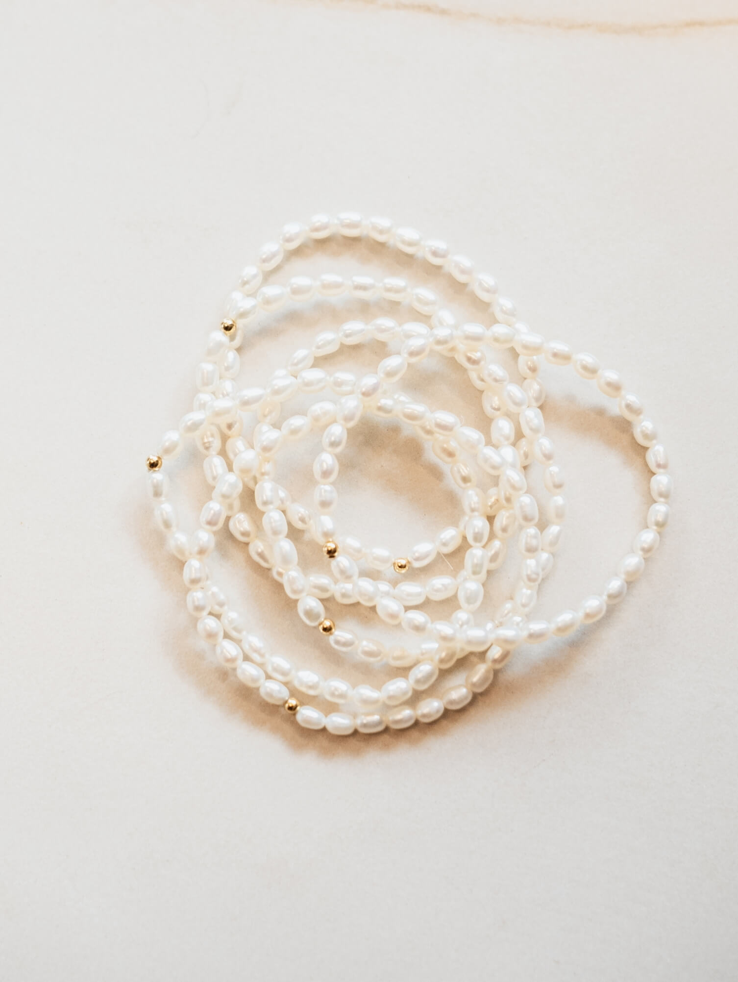 Pulseira Pérola Arroz com Ouro18k