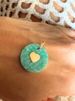 Colar Amazonita com Inicial / Coração Ouro18k - Imagem 5