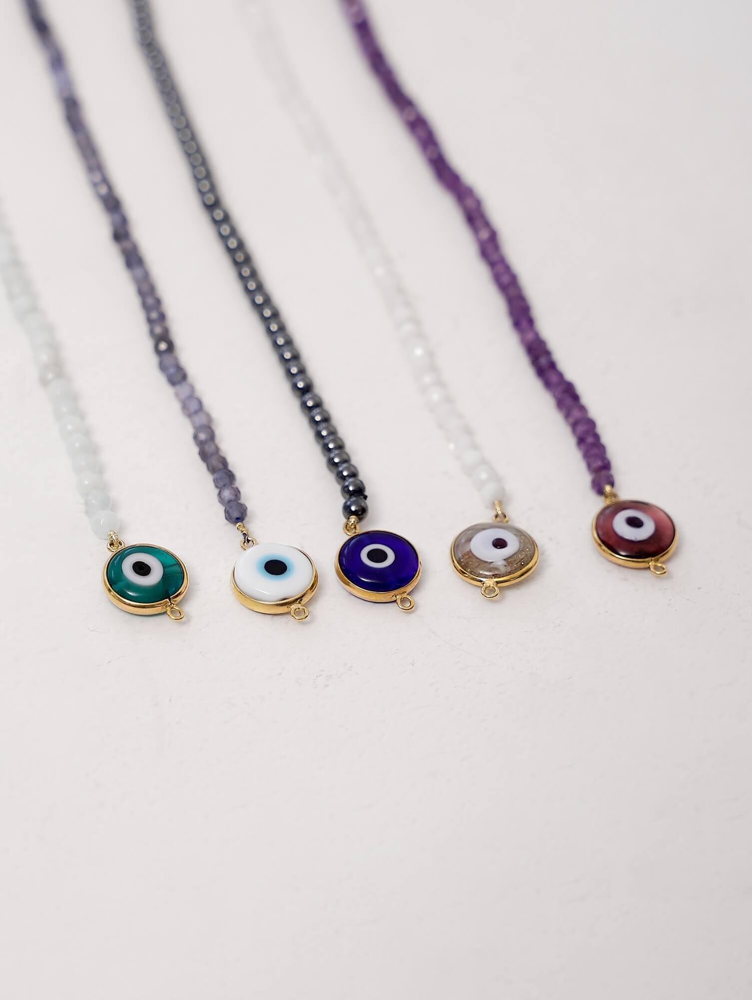 5 Pulseira Lucky Pedrinhas Naturais + Olho Grego Murano - Imagem 6