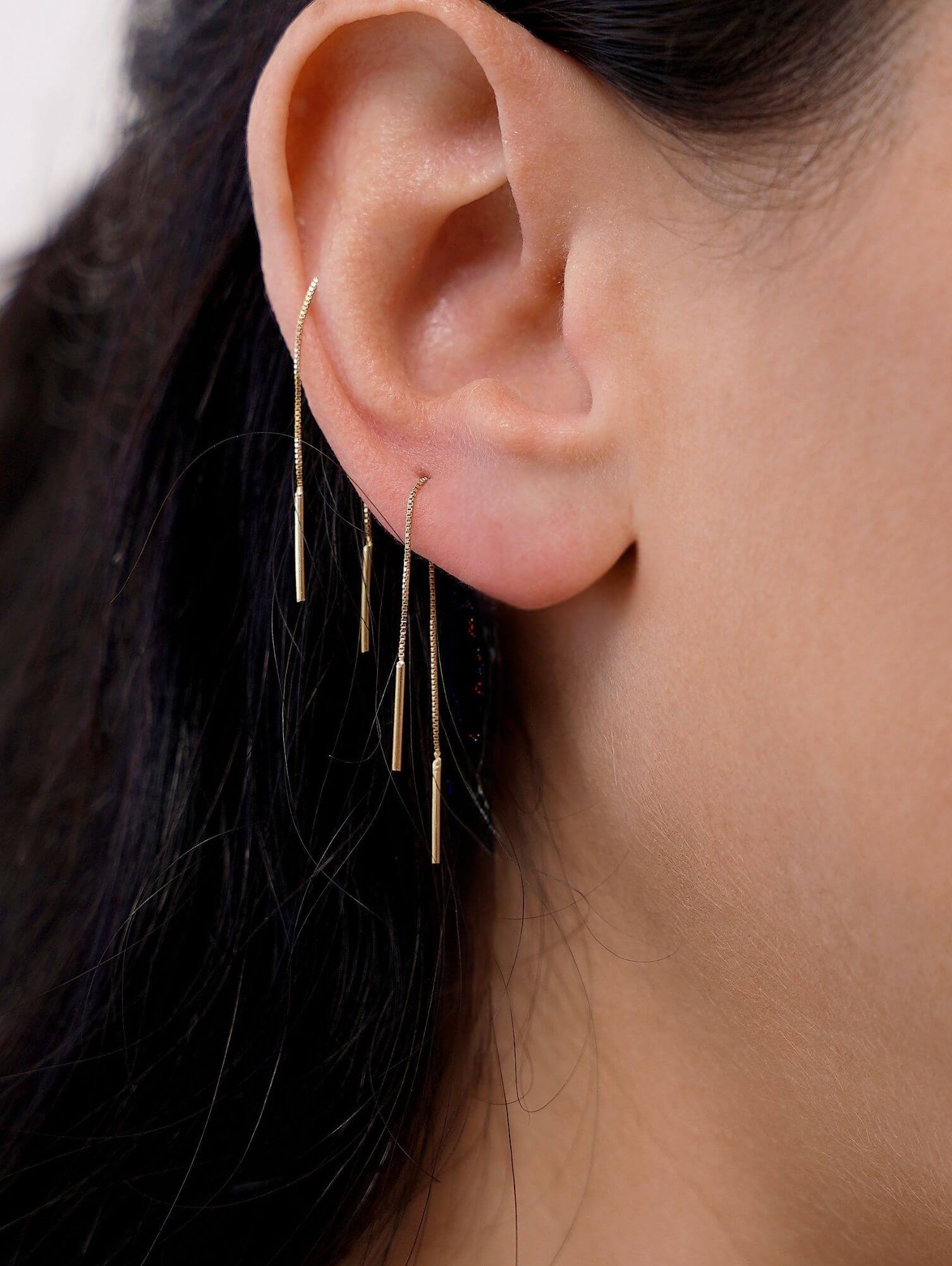 Par Brinco Fio Veneziana em Ouro 18k