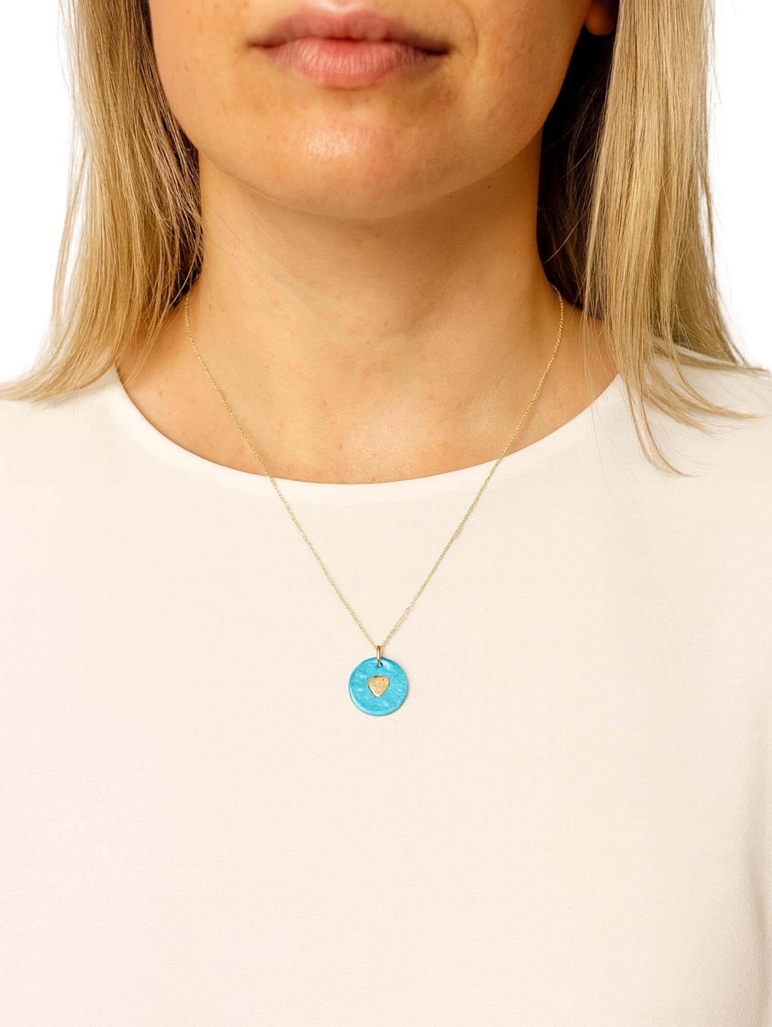 Colar Amazonita com Inicial ou Coração em Ouro 18k B Gold Joias