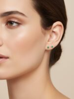 brinco ponto de luz esmeralda ouro 18k b gold joias