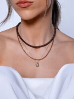 Colar Bold Oval com Topázio Incolor em Ouro 18k - Imagem 4