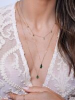 Colar Cinco Pontos de Luz Esmeraldas em Ouro 18k - Imagem 7