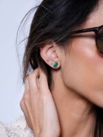 brinco esmeralda retangular 8x5mm ouro 18k