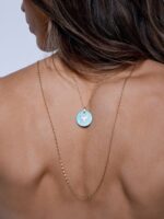 colar de amazonita e divino em ouro18k B Gold Joias