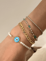 Pulseira Lucky Pedrinhas Naturais + Olho Grego Murano - Imagem 9
