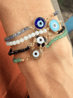 Pulseira Lucky Pedrinhas Naturais + Olho Grego Murano - Imagem 7