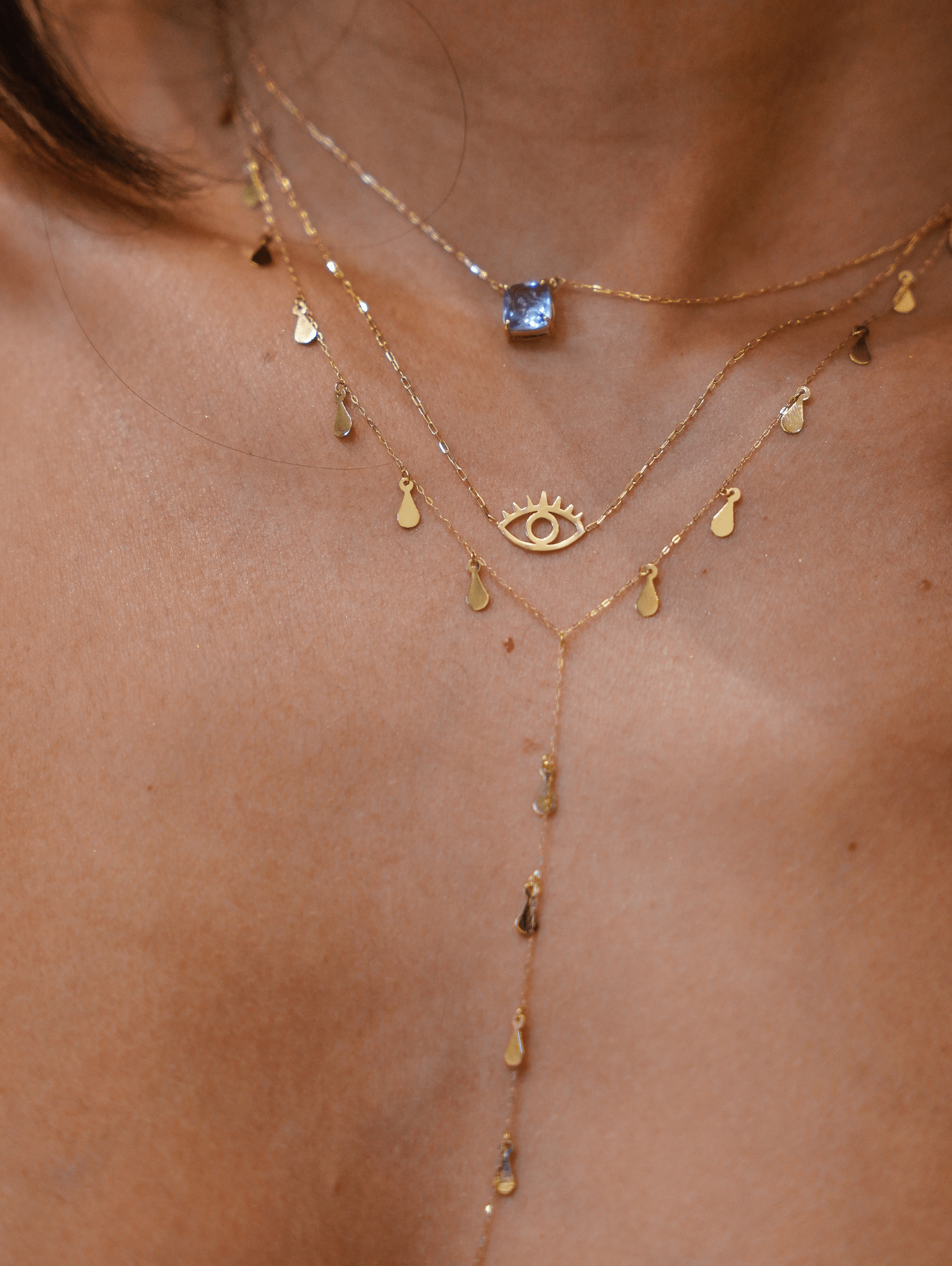 colar gotinhas ouro18k gravatinha