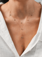 Colar 5 Pontos de Luz Esmeraldas em Ouro18k - Imagem 3