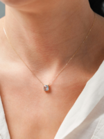 Colar água marinha carré 7x7 em ouro 18k da B Gold Joias