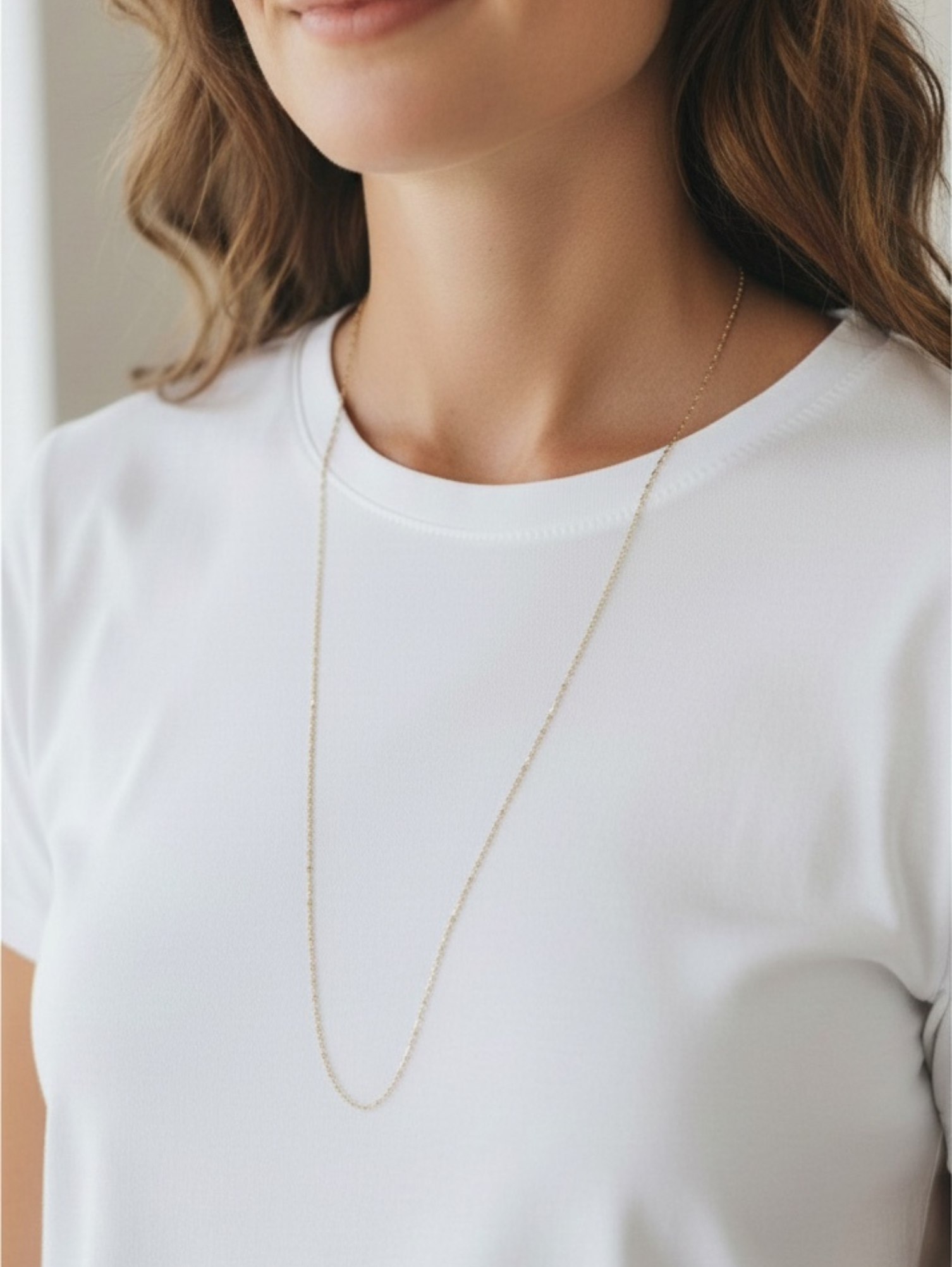 colar coffee 60cm em ouro 18k corrente elegante B Gold Joias