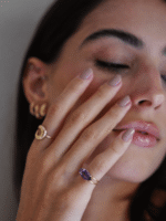 Anel Mindinho Pedra Navete Ouro18k - Imagem 7