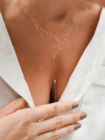 Colar 5 Pontos de Luz Esmeraldas em Ouro18k - Imagem 4