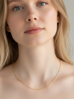 colar singapura em ouro 18k 45cm corrente trançada delicada B Gold Joias