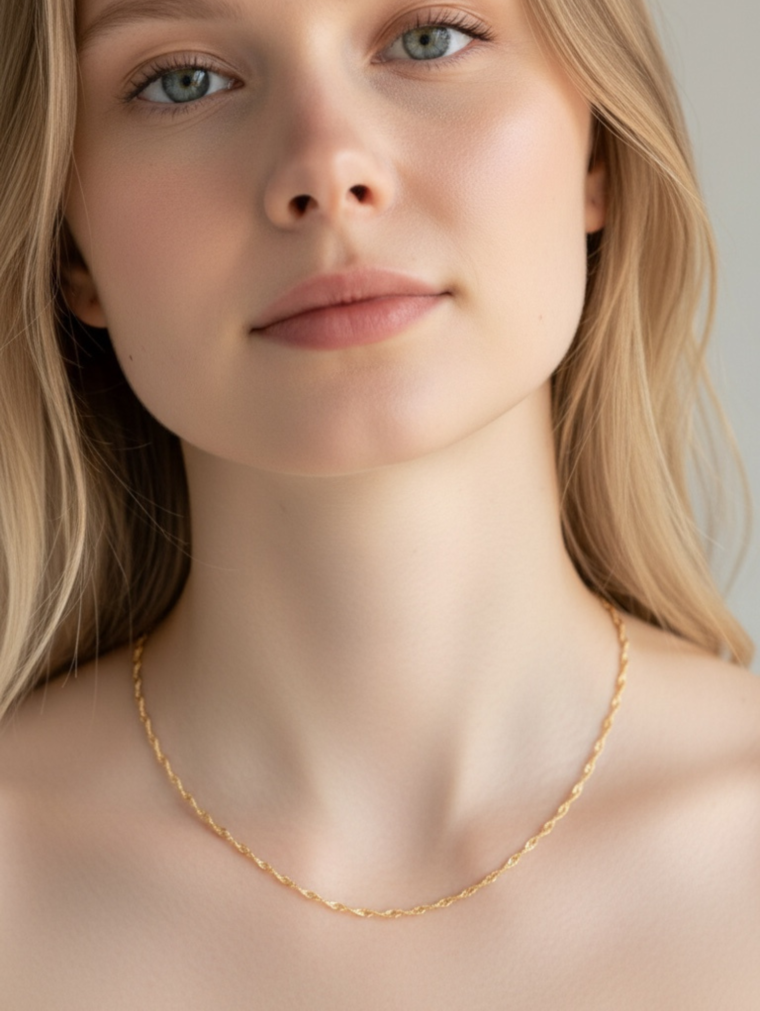 colar singapura em ouro 18k 45cm corrente trançada delicada B Gold Joias