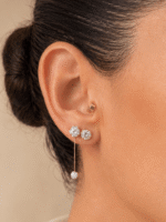 Fio avulso com moissanite em ouro 18k e malha veneziana