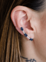 Brinco Earcuff Ouro Branco com Iolitas e Brilhantes em Ouro 18k | B Gold Joias - Imagem 6