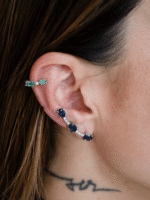 Brinco Earcuff Ouro Branco com Iolitas e Brilhantes em Ouro 18k | B Gold Joias - Imagem 5