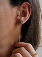 Brinco Coração Flat com Fio Veneziana em Ouro 18k - Imagem 2