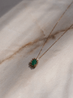 Colar Esmeralda Oval com Moissanites em Ouro 18k - Imagem 3